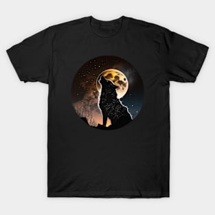 wolf looking to the moon T-Shirt